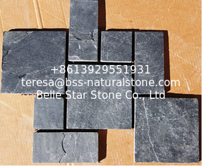 China Black Slate Meshed Flagstone Natural Slate Patio Stones Slate Paving Stone Charcoal Slate Pavers supplier