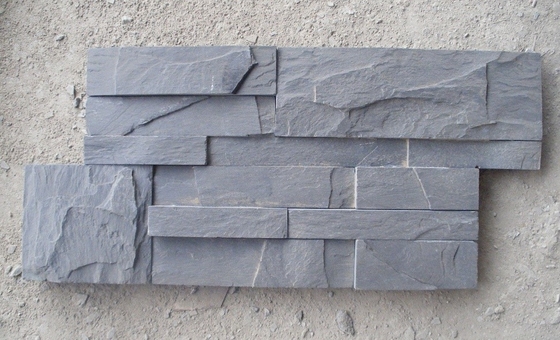 China Black Slate Thin Stone Veneer,Charcoal Slate S Cut Stone Cladding,Carbon Black Slate Culture Stone supplier