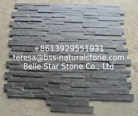 China Black Slate Split Face Stone Veneer,Charcoal Grey Slate Zlcad Stone Cladding,Riven Slate Stacked Stone,Culture Stone supplier